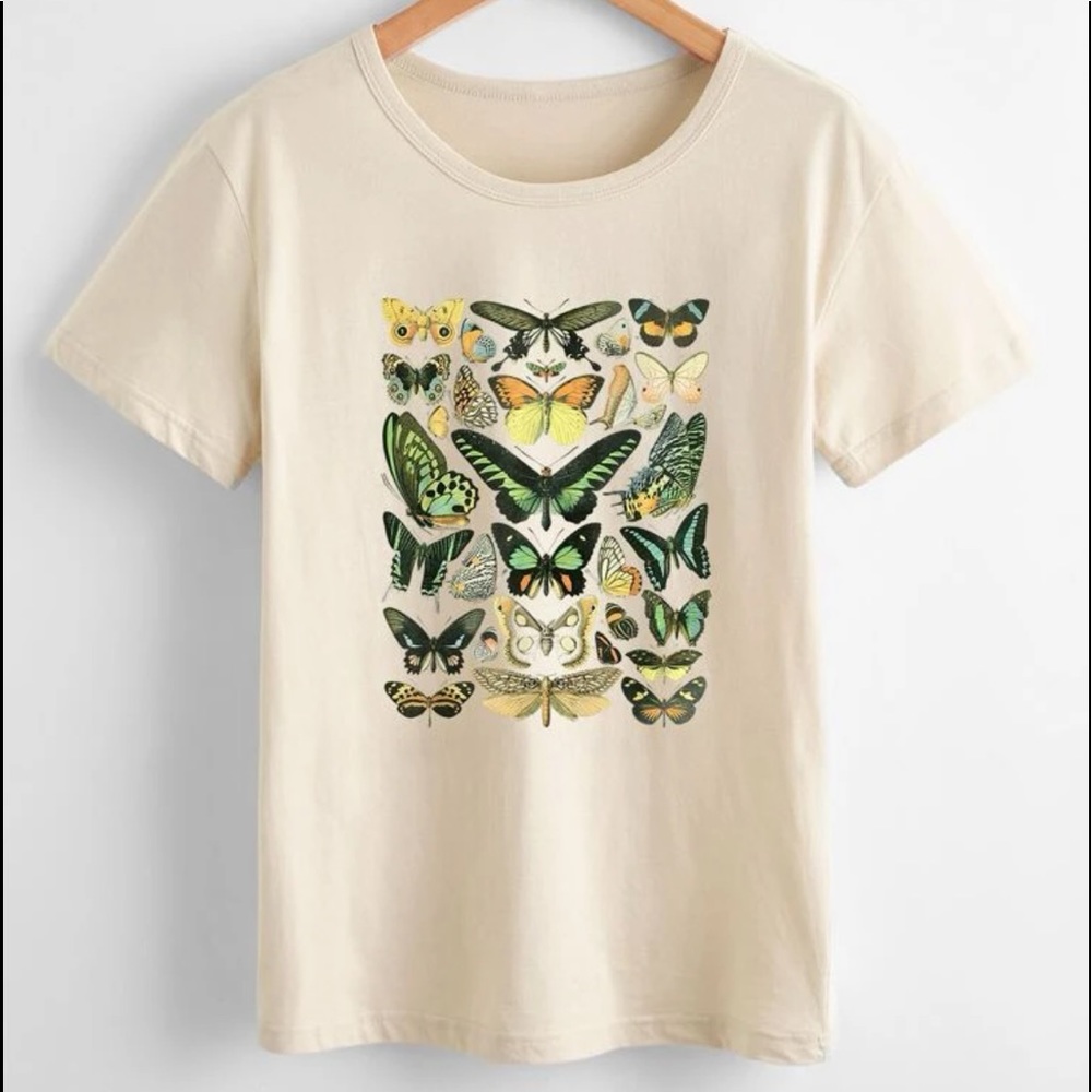Shein Over-Sized Butterfly Print Tee